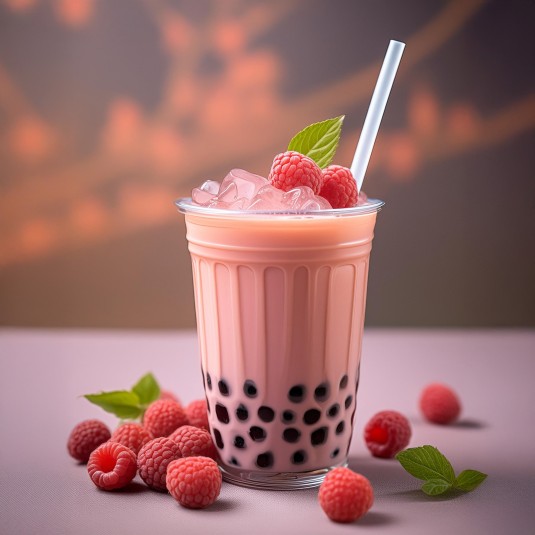 طرز تهیه بابل تی تمشک | Raspberry Bubble Tea با رسپی استاندارد
